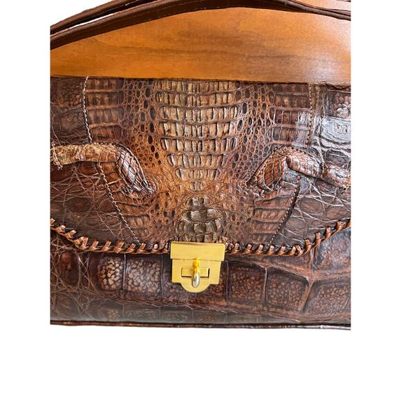 Vintage 60s genuine American Alligator structured purse brown - Picture 2 of 12